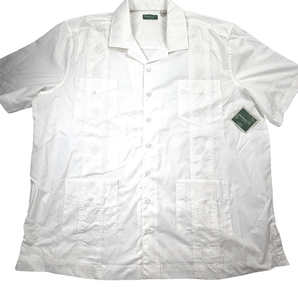 Havanera Co Cubavera Mens 2XL Guayabera Shirt Cream Color Short Sleeve New - Picture 3 of 16